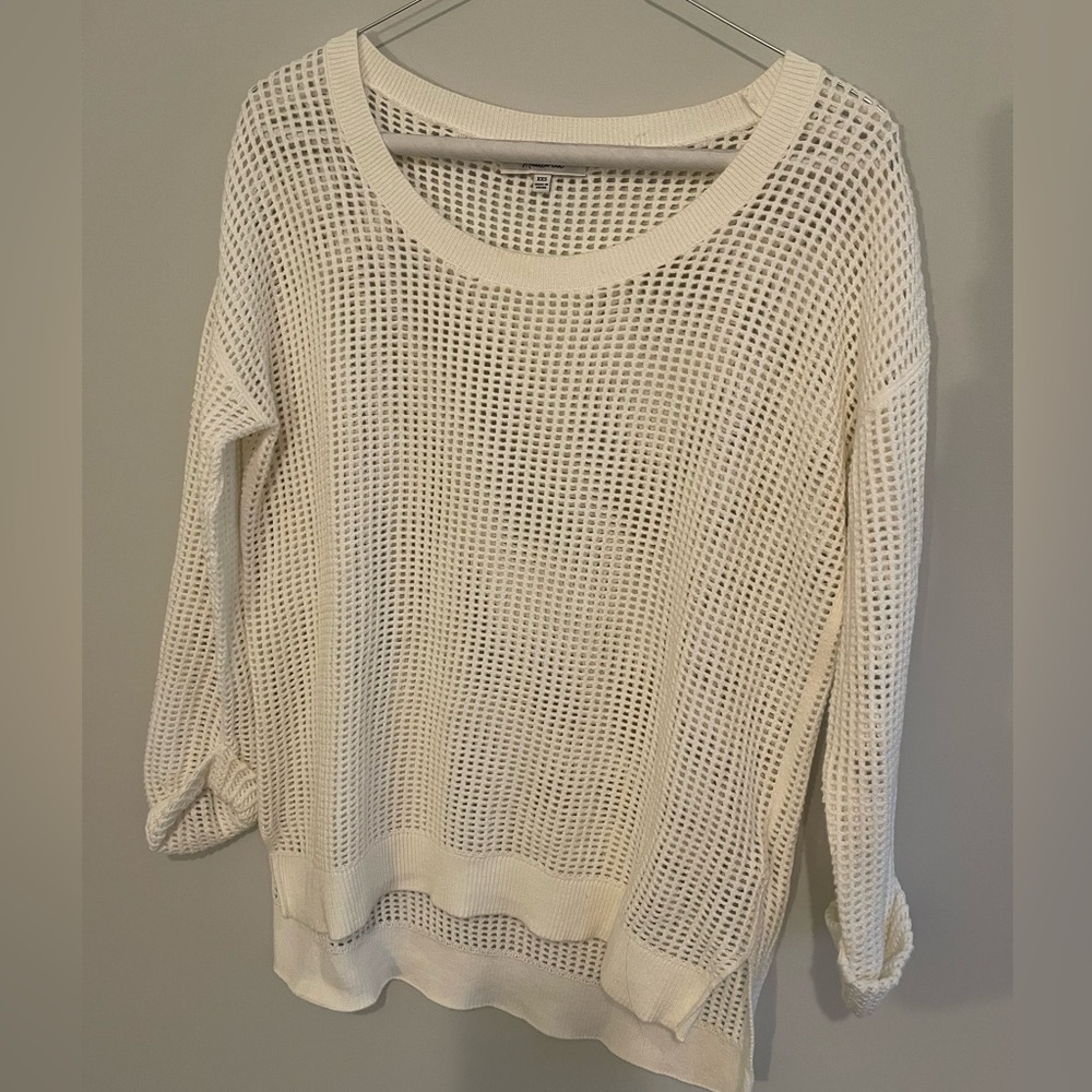 Madewell open-knit mesh off white sweater with cuff sleeve, XXS